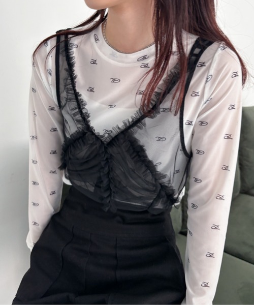 EPIMI E'PIMMY(エピミエピミー)の「チュールフリルクロップドビスチェ(シャツ/ブラウス・レディース・ブラック/オフホワイト・MEDIUM)」の22枚目の写真