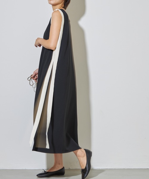 deux amour(ドゥーザムール)の「配色ロングワンピース(ワンピース・レディース・ブラック/カーキ・FREE)」の9枚目の写真