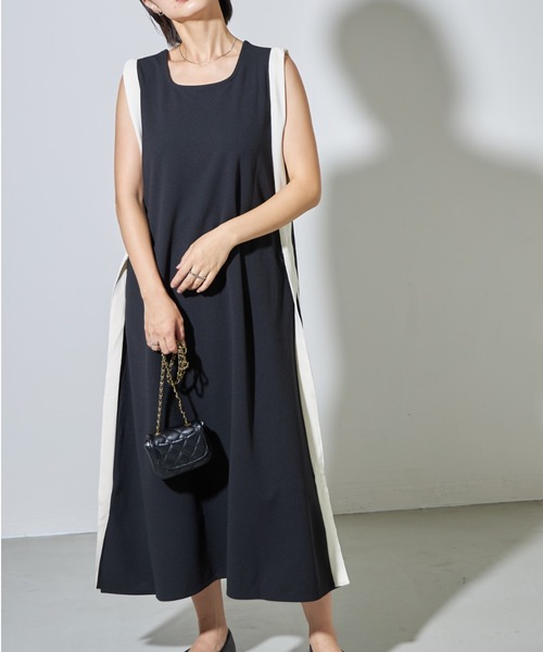 deux amour(ドゥーザムール)の「配色ロングワンピース(ワンピース・レディース・ブラック/カーキ・FREE)」の11枚目の写真