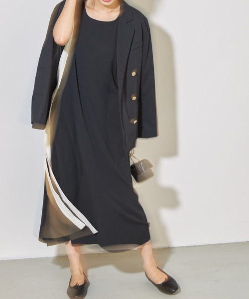deux amour(ドゥーザムール)の「配色ロングワンピース(ワンピース・レディース・ブラック/カーキ・FREE)」の3枚目の写真