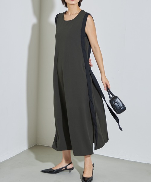 deux amour(ドゥーザムール)の「配色ロングワンピース(ワンピース・レディース・ブラック/カーキ・FREE)」の20枚目の写真