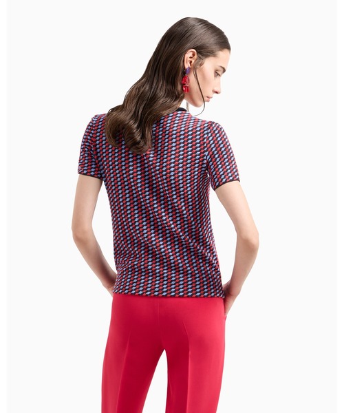 tシャツ 「エンポリオ アルマーニ」ジャカードジャージー トップス 3Dエンボスモチーフ レディース セール】【エンポリオ アルマーニ】ジャカードジャージー