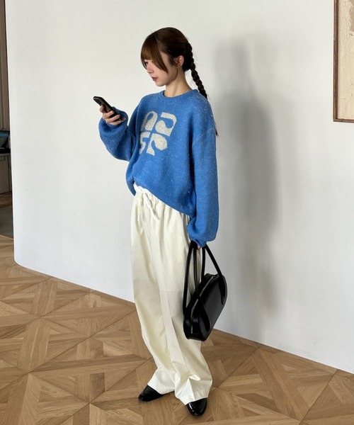 Birthday room(バースデイルーム)の「ラメロゴニット / glitter logo knit(ニット/セーター・レディース・ライトブルー/アイボリー/グレー・FREE)」の17枚目の写真