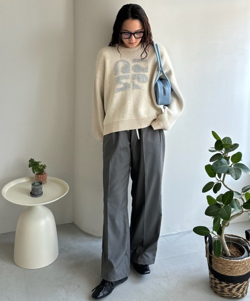 Birthday room(バースデイルーム)の「ラメロゴニット / glitter logo knit(ニット/セーター・レディース・ライトブルー/アイボリー/グレー・FREE)」の6枚目の写真