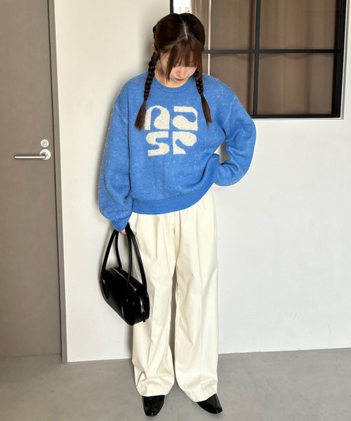 Birthday room(バースデイルーム)の「ラメロゴニット / glitter logo knit(ニット/セーター・レディース・ライトブルー/アイボリー/グレー・FREE)」の15枚目の写真