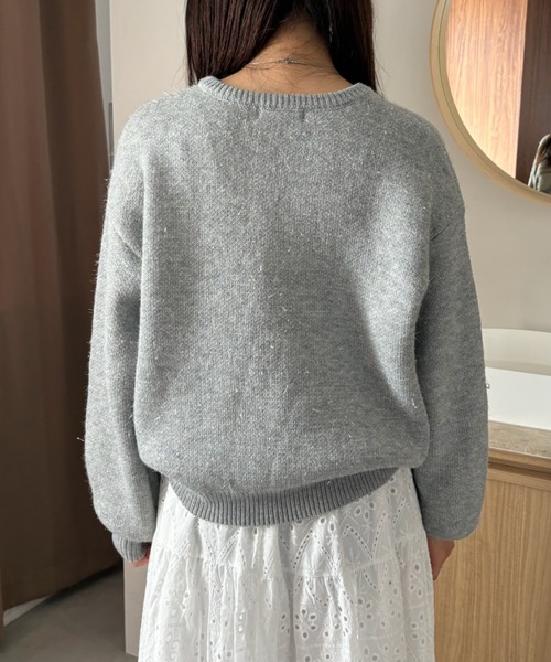 Birthday room(バースデイルーム)の「ラメロゴニット / glitter logo knit(ニット/セーター・レディース・ライトブルー/アイボリー/グレー・FREE)」の10枚目の写真