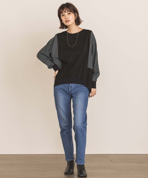 Gready Brilliant(グレディブリリアン)の「バイカラー切替ドルマンカットソー(Tシャツ/カットソー・レディース・ブラック×グレー/ベージュ×ブラック・FREE)」の3枚目の写真