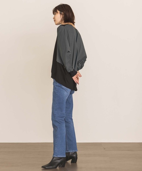 Gready Brilliant(グレディブリリアン)の「バイカラー切替ドルマンカットソー(Tシャツ/カットソー・レディース・ブラック×グレー/ベージュ×ブラック・FREE)」の4枚目の写真