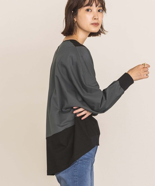 Gready Brilliant(グレディブリリアン)の「バイカラー切替ドルマンカットソー(Tシャツ/カットソー・レディース・ブラック×グレー/ベージュ×ブラック・FREE)」の8枚目の写真