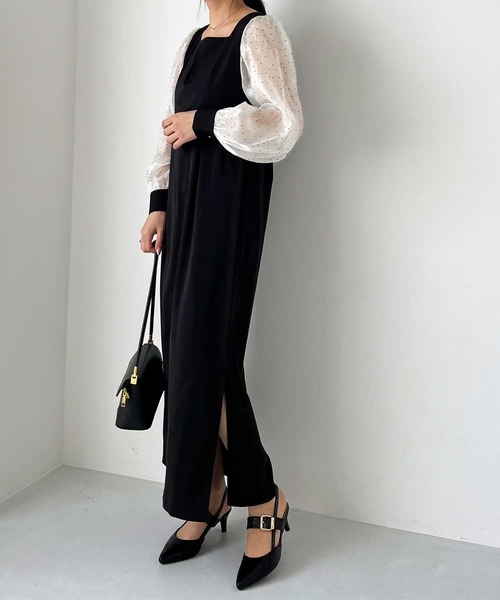 nelliy.（ネルリー）の「【オケージョン】バックリボンシアードット切替ワンピース（ワンピース・レディース・ブラック・MEDIUM）」の5枚目の写真