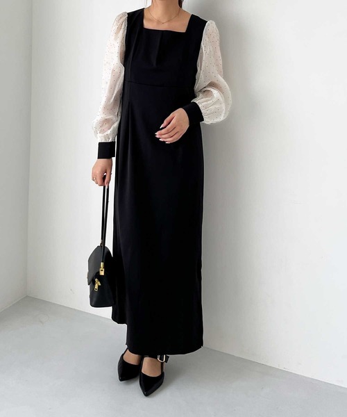 nelliy.（ネルリー）の「【オケージョン】バックリボンシアードット切替ワンピース（ワンピース・レディース・ブラック・MEDIUM）」の2枚目の写真