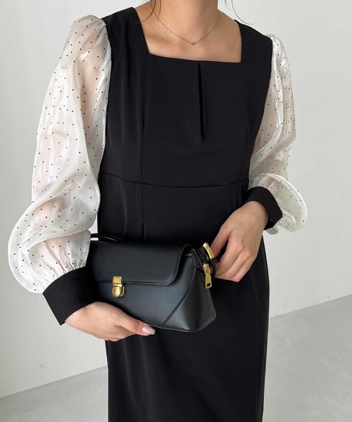 nelliy.（ネルリー）の「【オケージョン】バックリボンシアードット切替ワンピース（ワンピース・レディース・ブラック・MEDIUM）」の10枚目の写真