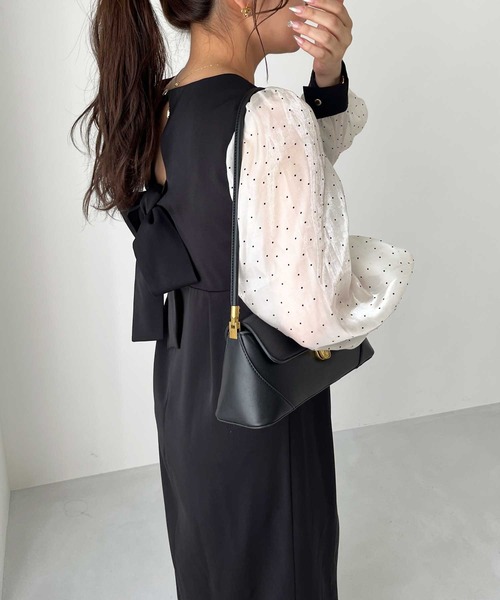 nelliy.（ネルリー）の「【オケージョン】バックリボンシアードット切替ワンピース（ワンピース・レディース・ブラック・MEDIUM）」の12枚目の写真