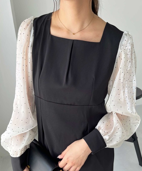 nelliy.（ネルリー）の「【オケージョン】バックリボンシアードット切替ワンピース（ワンピース・レディース・ブラック・MEDIUM）」の11枚目の写真