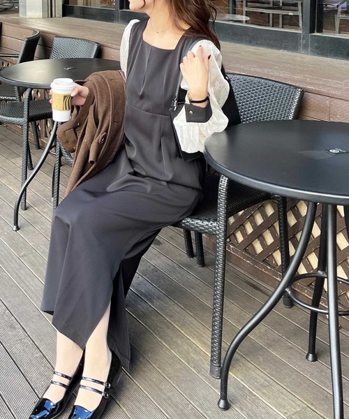 【試着のみ】インゲボルグ 黒 ドットカメリアリボン柄 ポリ ワンピース 試着のみ】インゲボルグ 黒 ドットカメリアリボン柄 ポリ ワンピース