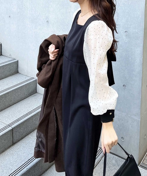 nelliy.（ネルリー）の「【オケージョン】バックリボンシアードット切替ワンピース（ワンピース・レディース・ブラック・MEDIUM）」の18枚目の写真