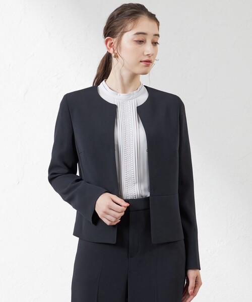 【セール】トリアセテートコンパクトノーカラージャケット（ノーカラージャケット）｜AMACA（アマカ）