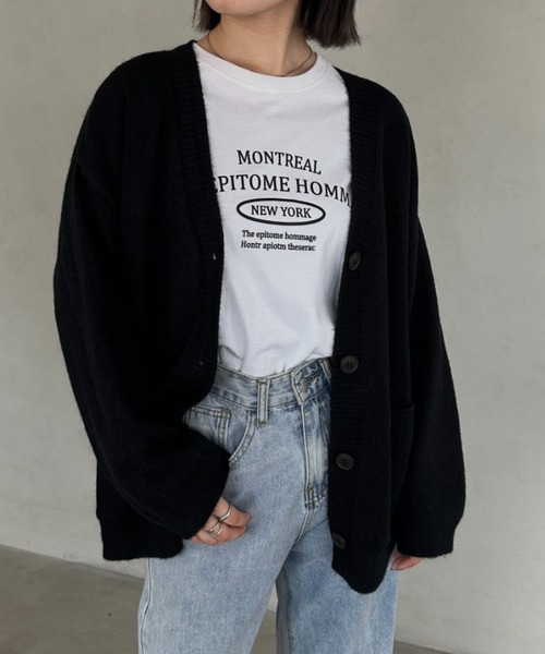 MYMOOD.(マイムード)の「Vネックニットカーディガン(カーディガン/ボレロ・レディース・オレンジ/ブラック/ブラウン・FREE)」の5枚目の写真