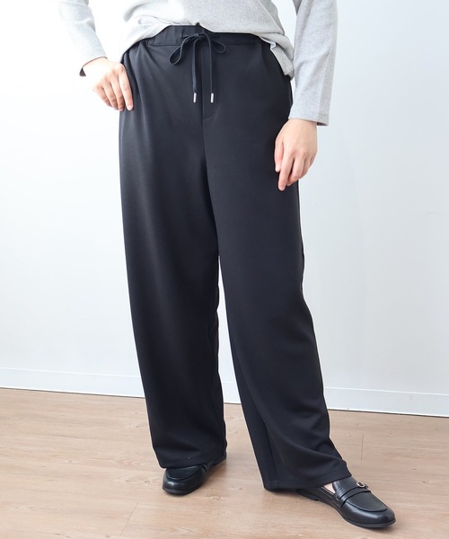 MB mint breeze(エムビーミントブリーズ)の「【L~6L 大きいサイズ】ドロストニットワイドパンツ(その他パンツ・レディース・カーキ/チャコールグレー/ブラック・L/5L/4L/3L/LL/6L)」の1枚目の写真