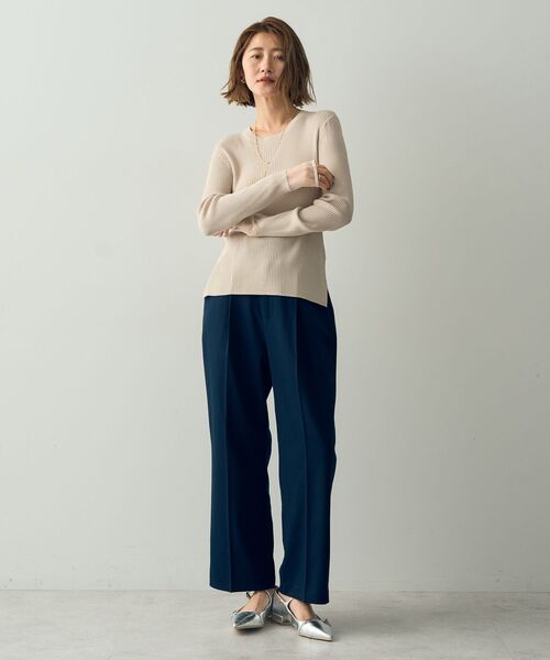 YECCA VECCA(イェッカヴェッカ)の「袖口シアーリブニット(ニット/セーター・レディース・ライトグレー/ダークグリーン/ブラック/ライトベージュ・FREE)」の13枚目の写真