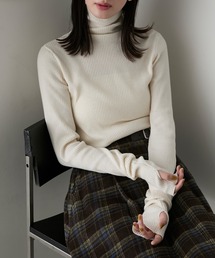 【forksy.】フィンガーホールタートルリブニット