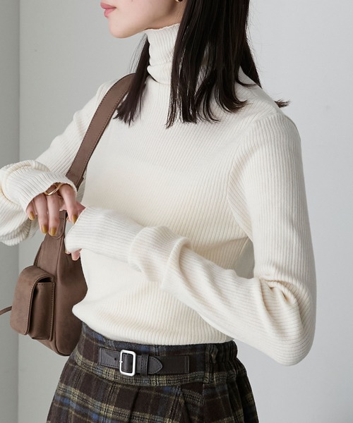 forksy.】フィンガーホールタートルリブニット forksy.│MONO