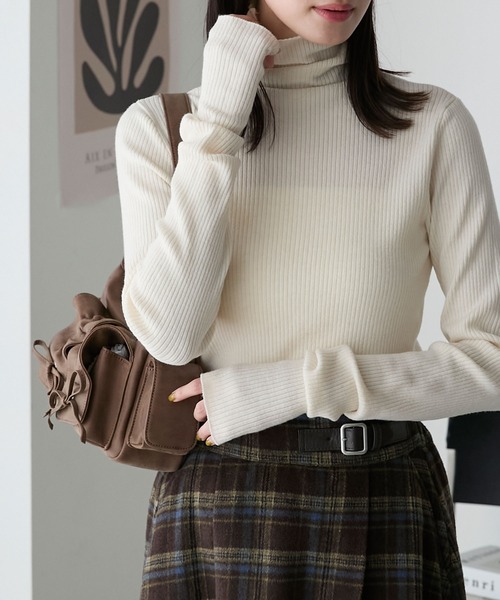 forksy.】フィンガーホールタートルリブニット forksy.│MONO-MART