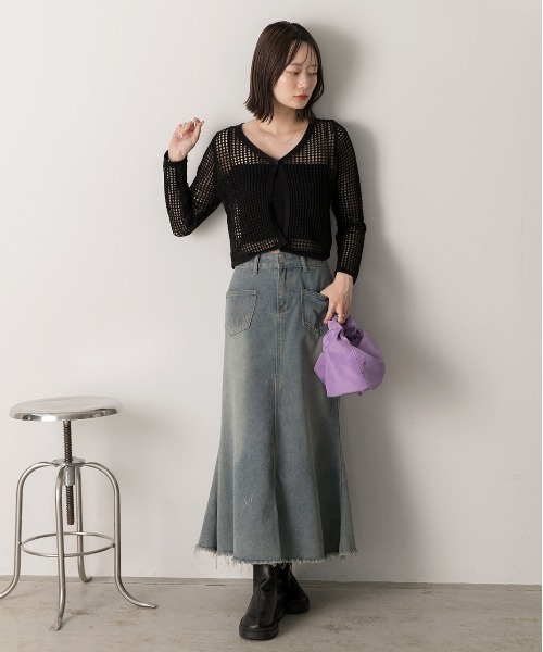 ad thie(アドティエ)の「透かし編み ショートカーディガン(カーディガン/ボレロ・レディース・モカ/ブラック/オフホワイト・FREE)」の12枚目の写真