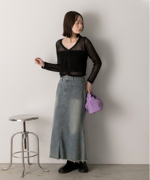ad thie(アドティエ)の「透かし編み ショートカーディガン(カーディガン/ボレロ・レディース・モカ/ブラック/オフホワイト・FREE)」の15枚目の写真