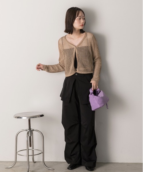 ad thie(アドティエ)の「透かし編み ショートカーディガン(カーディガン/ボレロ・レディース・モカ/ブラック/オフホワイト・FREE)」の17枚目の写真