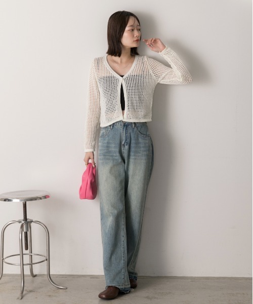 ad thie(アドティエ)の「透かし編み ショートカーディガン(カーディガン/ボレロ・レディース・モカ/ブラック/オフホワイト・FREE)」の8枚目の写真