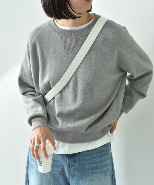 actuel（アクチュエル）の「【ａｃｔｕｅｌ】スウェットライククループルオーバー（ニット/セーター・レディース・オフホワイト/グレー/ブルー/ブラック・FREE）」の3枚目の写真