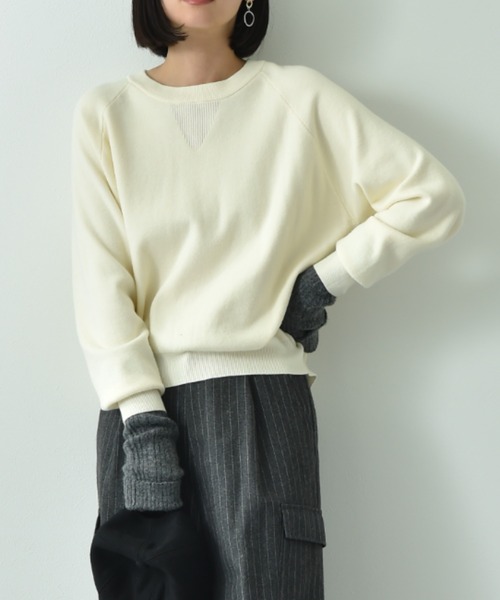 actuel（アクチュエル）の「【ａｃｔｕｅｌ】スウェットライククループルオーバー（ニット/セーター・レディース・オフホワイト/グレー/ブルー/ブラック・FREE）」の2枚目の写真