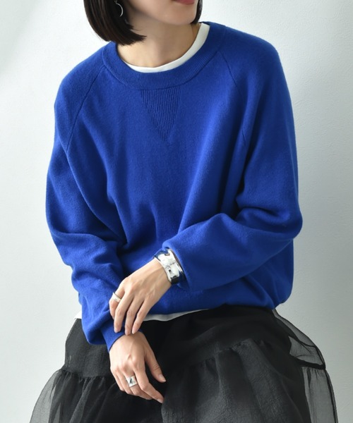 actuel（アクチュエル）の「【ａｃｔｕｅｌ】スウェットライククループルオーバー（ニット/セーター・レディース・オフホワイト/グレー/ブルー/ブラック・FREE）」の4枚目の写真