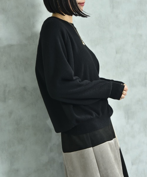 actuel（アクチュエル）の「【ａｃｔｕｅｌ】スウェットライククループルオーバー（ニット/セーター・レディース・オフホワイト/グレー/ブルー/ブラック・FREE）」の5枚目の写真