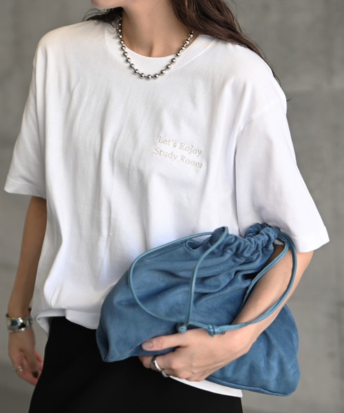 Marient（マリエント）の「Study Room Embroidery Tee（Tシャツ/カットソー・レディース・シルバー/レッド/ブラック・FREE）」の13枚目の写真