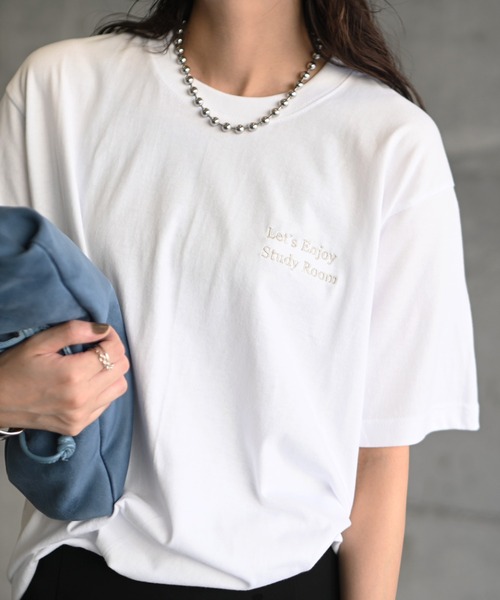 Marient（マリエント）の「Study Room Embroidery Tee（Tシャツ/カットソー・レディース・シルバー/レッド/ブラック・FREE）」の14枚目の写真
