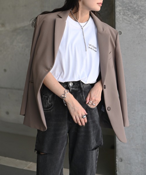 Marient（マリエント）の「Study Room Embroidery Tee（Tシャツ/カットソー・レディース・シルバー/レッド/ブラック・FREE）」の6枚目の写真