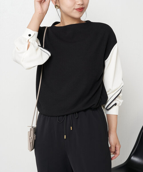 Jena espace merveilleux(ジェナ エスパスメルヴェイユ)の「ラインスリーブカットソー(Tシャツ/カットソー・レディース・ブラック/グレー/オフホワイト・FREE)」の19枚目の写真