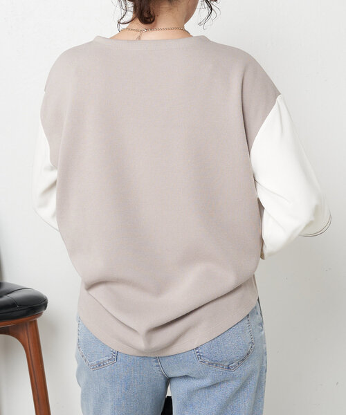 Jena espace merveilleux(ジェナ エスパスメルヴェイユ)の「ラインスリーブカットソー(Tシャツ/カットソー・レディース・ブラック/グレー/オフホワイト・FREE)」の9枚目の写真