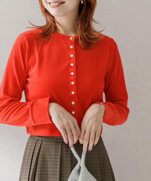 URBAN RESEARCH ROSSO WOMEN（アーバンリサーチ　ロッソ）の「コンパクトベロアカーディガン（カーディガン/ボレロ・レディース・ゴールド/レッド/ブラック・FREE）」の16枚目の写真