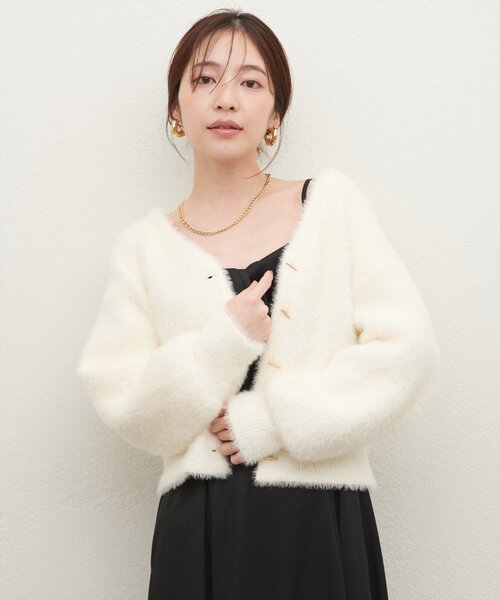 natural couture（ナチュラルクチュール）の「バー釦シャギーカーデ（カーディガン/ボレロ・レディース・ミント/モカ/パープル/チャコールグレー/オフホワイト・FREE）」の9枚目の写真