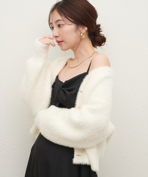 natural couture（ナチュラルクチュール）の「バー釦シャギーカーデ（カーディガン/ボレロ・レディース・ミント/モカ/パープル/チャコールグレー/オフホワイト・FREE）」の8枚目の写真