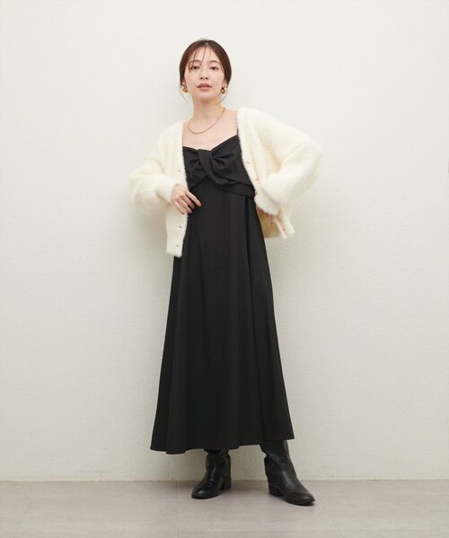 natural couture（ナチュラルクチュール）の「バー釦シャギーカーデ（カーディガン/ボレロ・レディース・ミント/モカ/パープル/チャコールグレー/オフホワイト・FREE）」の10枚目の写真