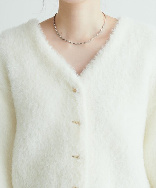 natural couture（ナチュラルクチュール）の「バー釦シャギーカーデ（カーディガン/ボレロ・レディース・ミント/モカ/パープル/チャコールグレー/オフホワイト・FREE）」の14枚目の写真