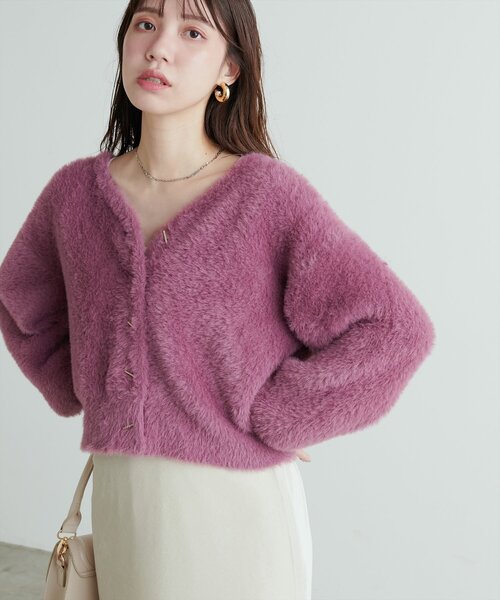 natural couture（ナチュラルクチュール）の「バー釦シャギーカーデ（カーディガン/ボレロ・レディース・ミント/モカ/パープル/チャコールグレー/オフホワイト・FREE）」の22枚目の写真