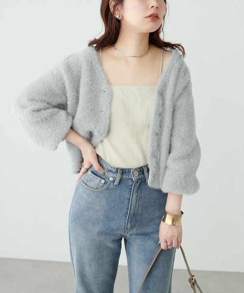 natural couture（ナチュラルクチュール）の「バー釦シャギーカーデ（カーディガン/ボレロ・レディース・ミント/モカ/パープル/チャコールグレー/オフホワイト・FREE）」の20枚目の写真