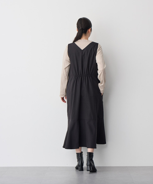 【新品未使用】LUXURY 羽織、和袖ブラウス、ジャンスカ □残りわずか□Vネックタックジャンパースカート[品番