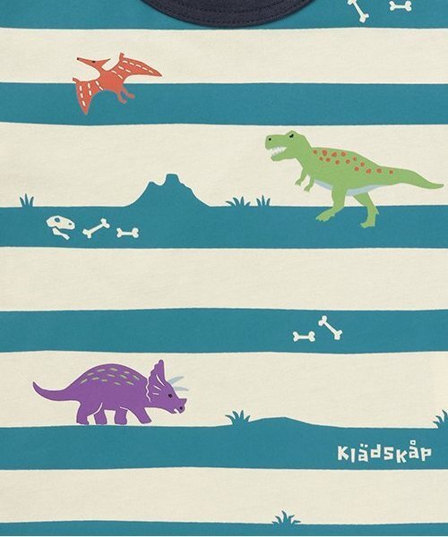 kladskap（クレードスコープ）の「【人気商品再入荷】【直営店で取り扱い無し】恐竜ボーダー長袖Tシャツ（Tシャツ/カットソー・キッズ・ネイビー/トップグレー・120cm/130cm/90cm/100cm/110cm）」の5枚目の写真