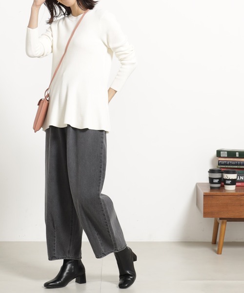 FOUND GOOD（ファウンドグッド）の「コンフォートペプラムニット（ニット/セーター・レディース・ブラック/ホワイト系5/ブルー系2/レッド系8・L/M/S）」の5枚目の写真